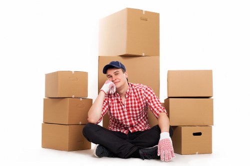 Furniture and boxes loaded for transport by a Bermondsey van service
